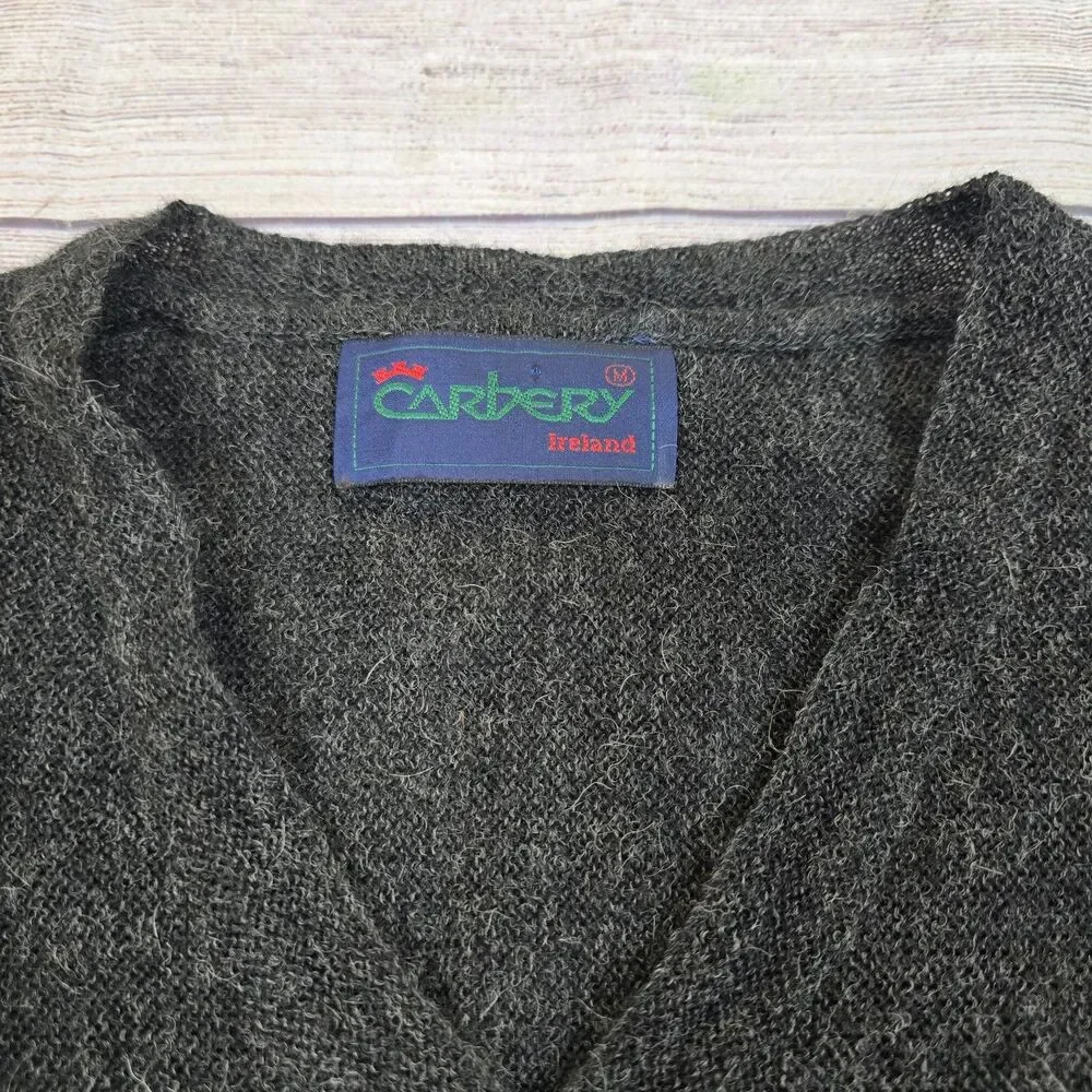 Vintage Carbery Ireland Alpaca Sweater Gray Knit Vest Made in Ireland Men's XL